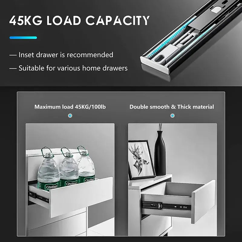 AOLISHENG 45 kg Tragkraft, Push-to-Open-Vollauszug für Schubladen F1245, 1 Paar