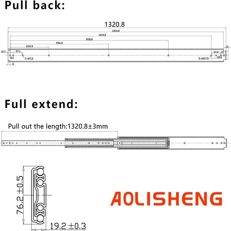 Heavy Duty Fully Extendable Drawer Runners A2576