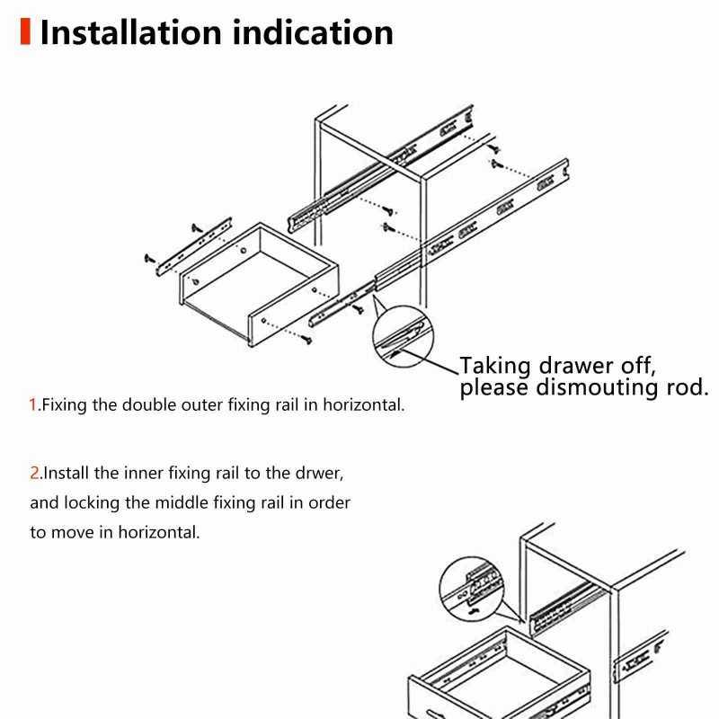 AOLISHENG 45 kg Tragkraft, Push-to-Open-Vollauszug für Schubladen F1245, 1 Paar